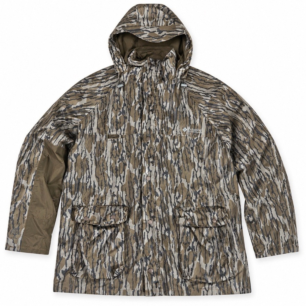 Vintage Columbia Sportswear Mossy Oak Camo PVC Mens L Rain Jacket Waterproof